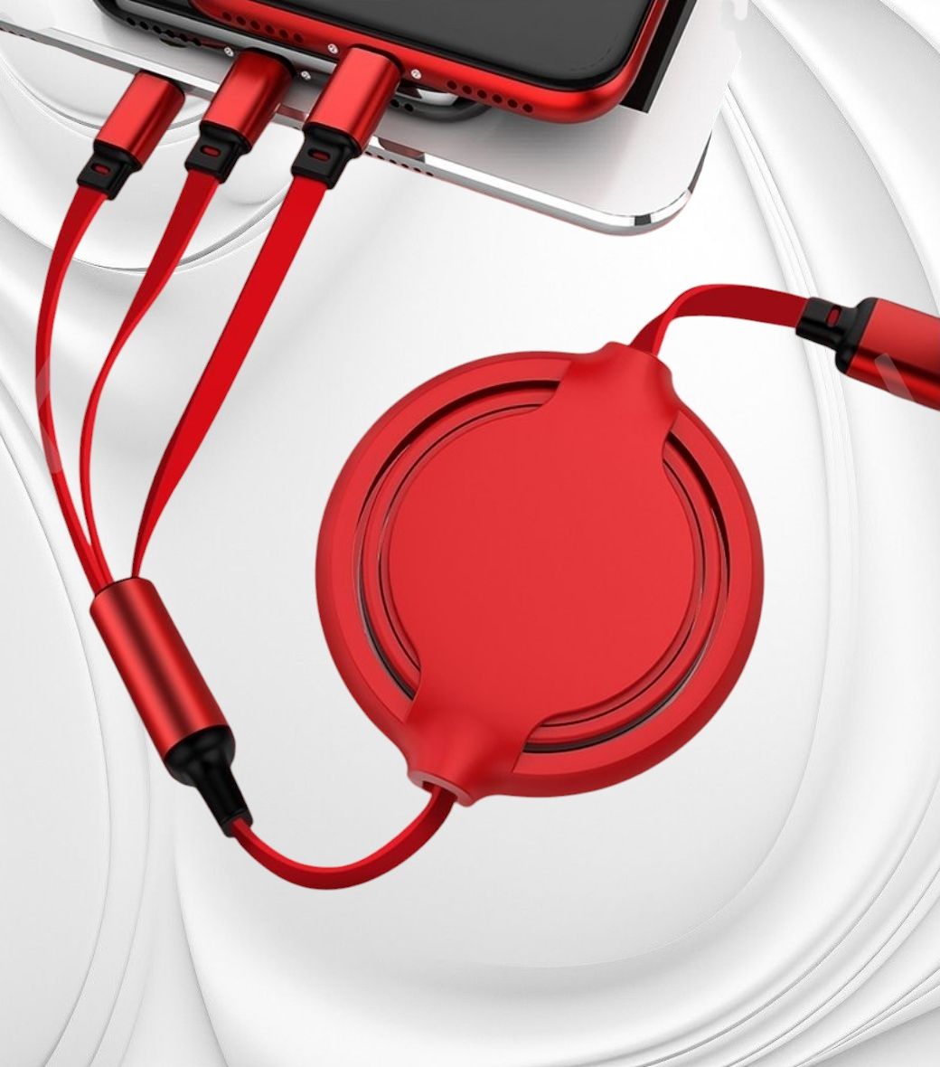 3w1 kabel zwijany do transmisji danych i ładowania USB-A/ C / IPAD
