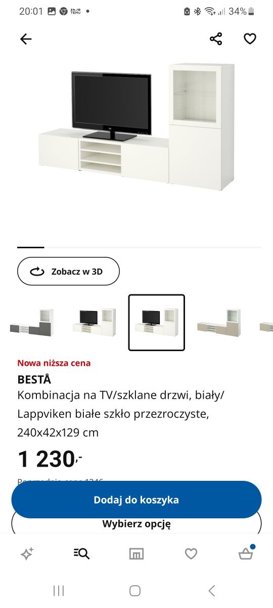 Ikea Besta rtv, komplet bialy / dab bejcowany