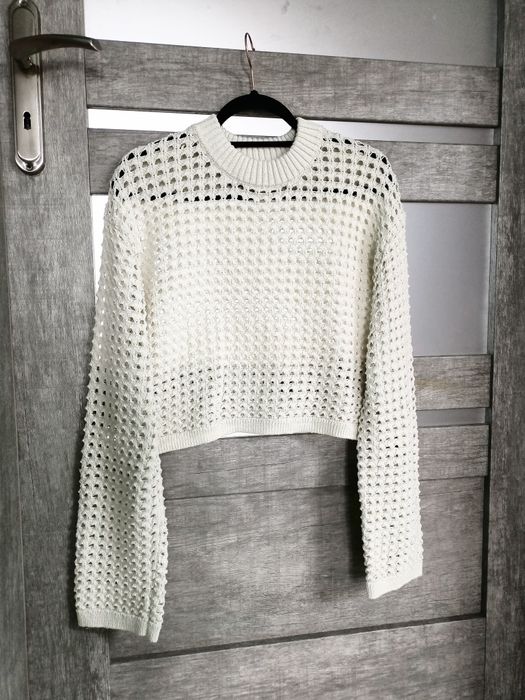 Nowy Ażurowy sweter luźny slow scandi Boho Hippie okazja