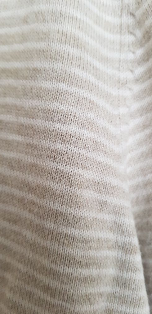 Sweter męski marki George rozmiar L beżowy paski krótki rękaw