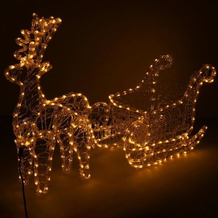 Renifer Led 150 cm świąteczny z saniami świetlna dekoracja