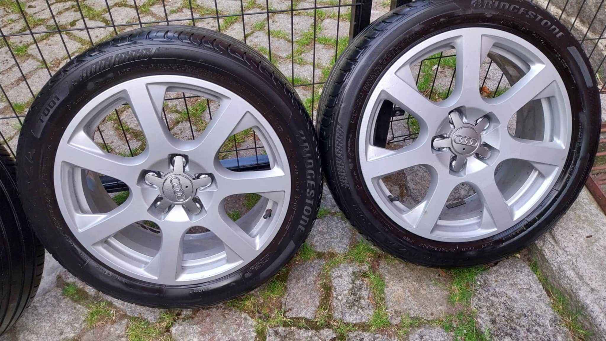 4x Felgi 17" ET37 5x112 7". Opony Bridgestone