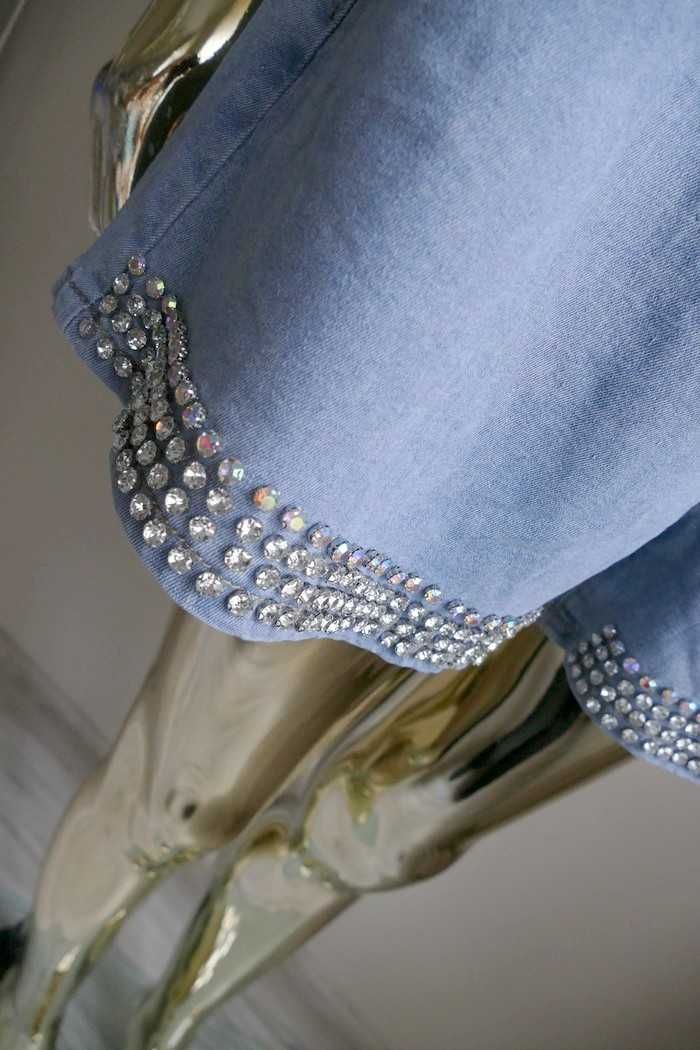 Elsa M nowe spodenki szorty jeansowe ala spódnica z kamieniami Uni