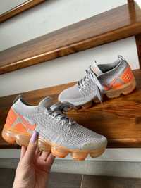 Nike air vapormax flyknit 37 38 24cm szare z siatki pomaranczowe