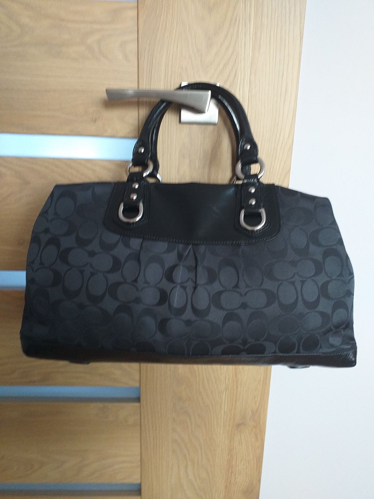 COACH VINTAGE oryginalna skóra płótno logowane torebka shopper kuferek