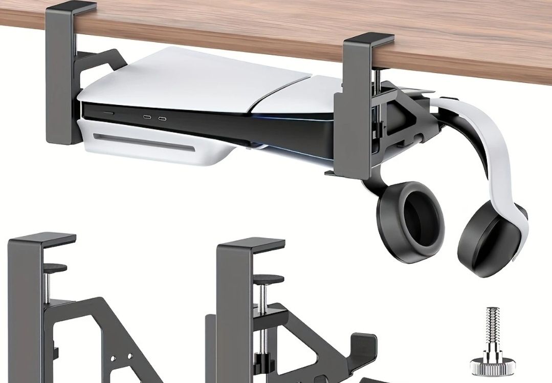 Uchwyt do PS5/ PS5 Slim poziomy przykręcany pod biurko wiszący solidny