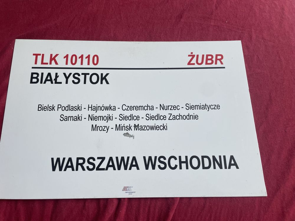 Tablica relacyjna kierunkowa tlk żubr PKP Intercity
