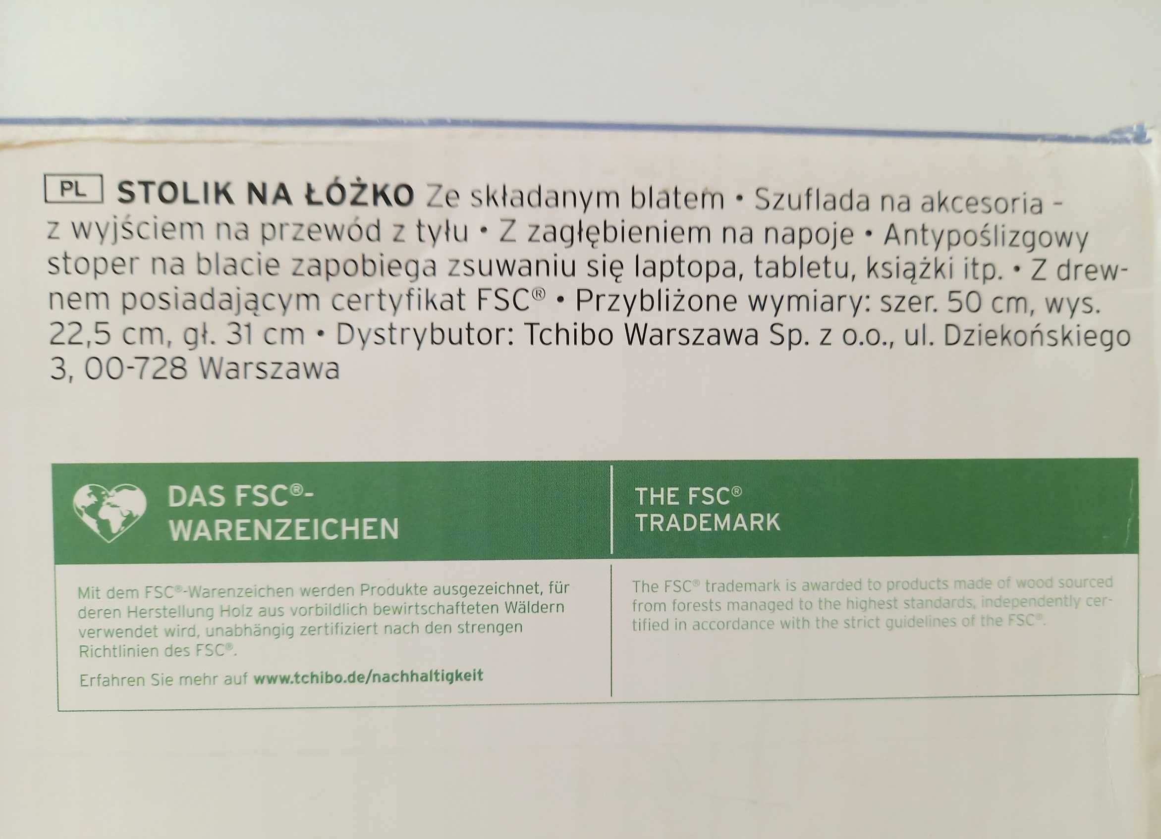 NOWY Stolik do łóżka na laptopa tablet Tchibo podstawka drewno szary