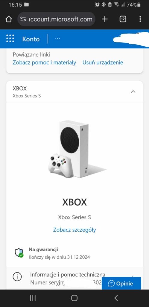 Xbox Series S gwarancja