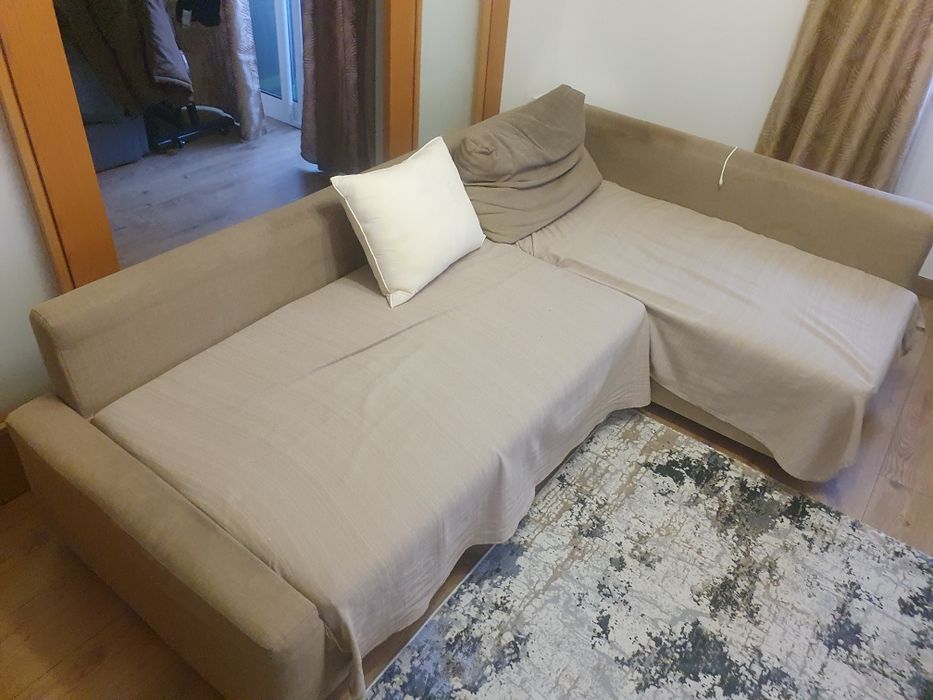 Sofá-cama de canto c/arrumação, Skiftebo beje  do ikea