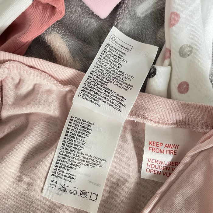H&M Śpiochy pajacyk piżama zamek pudrowy róż 100% bawełna 62