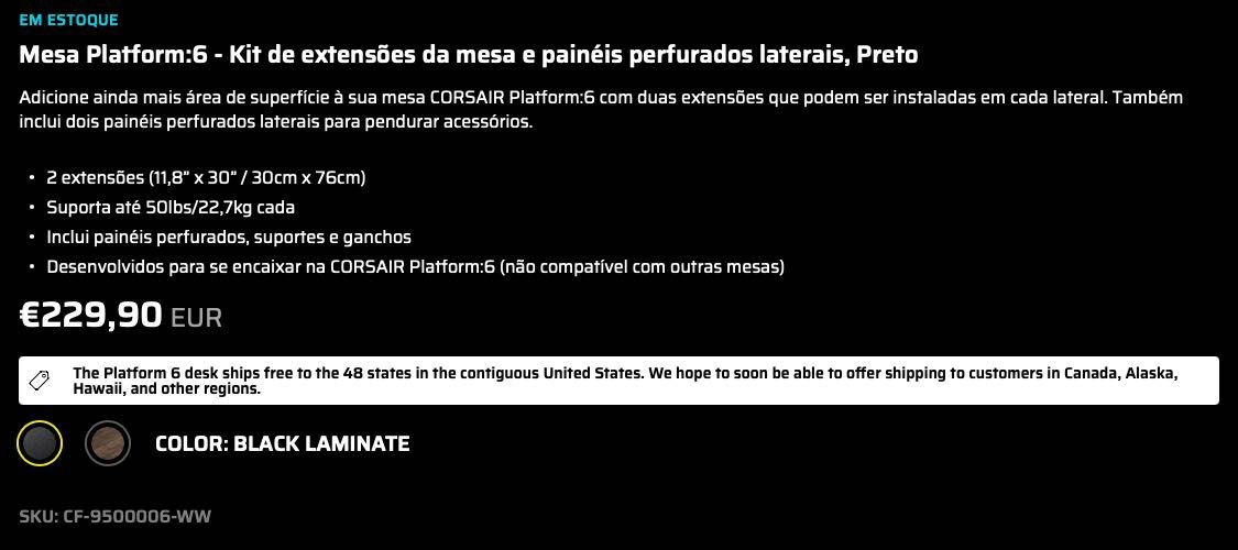 CORSAIR Platform : 6 Desk Extensions + Peg Board Kit - SELADO