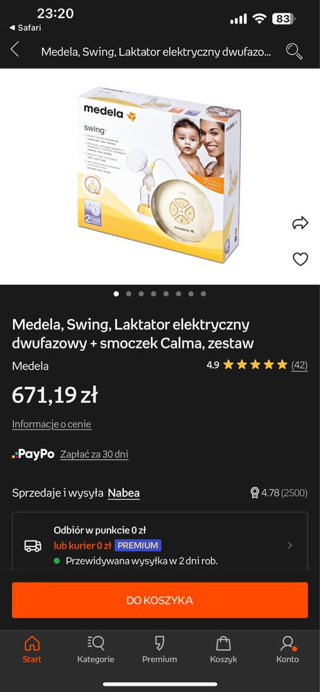 Laktator elektryczny MEDELA Swing 2-fazowy + gratis laktator ręczny!