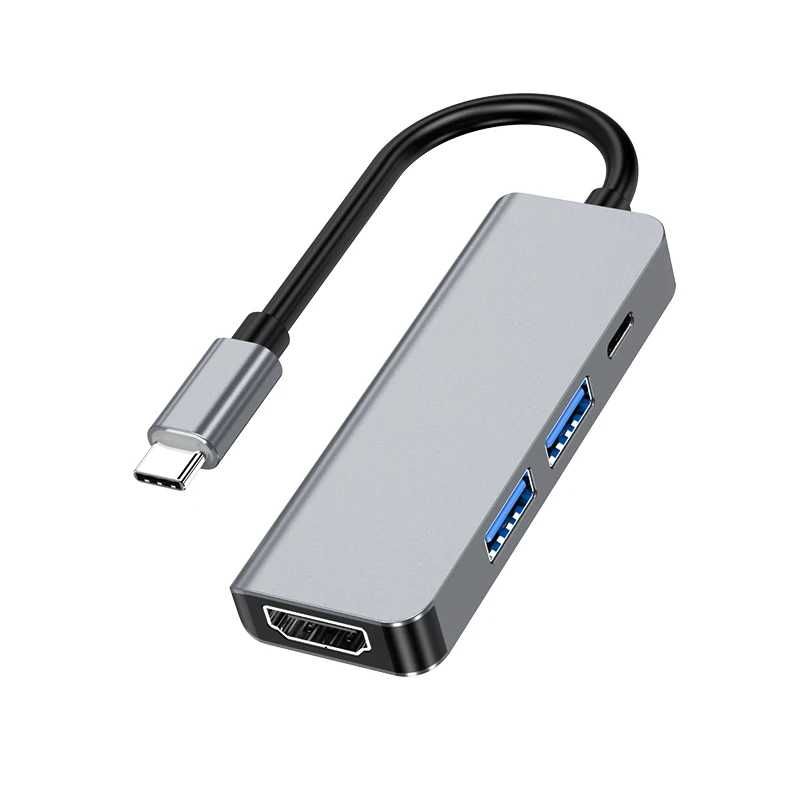 Hub Хаб 4в1 для Macbook, Ноутбук HDMI USB 3.0 TypeC Ethernet RJ45Хаб