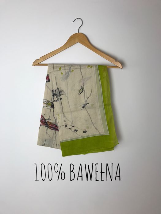 Kolorowa bawełniana chusta, apaszka w ptaszki Marengo vintage