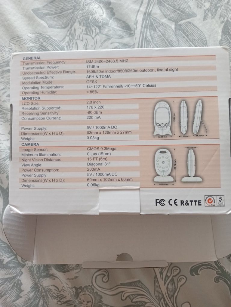 Câmara/ video monitor de bebé com som e imagem