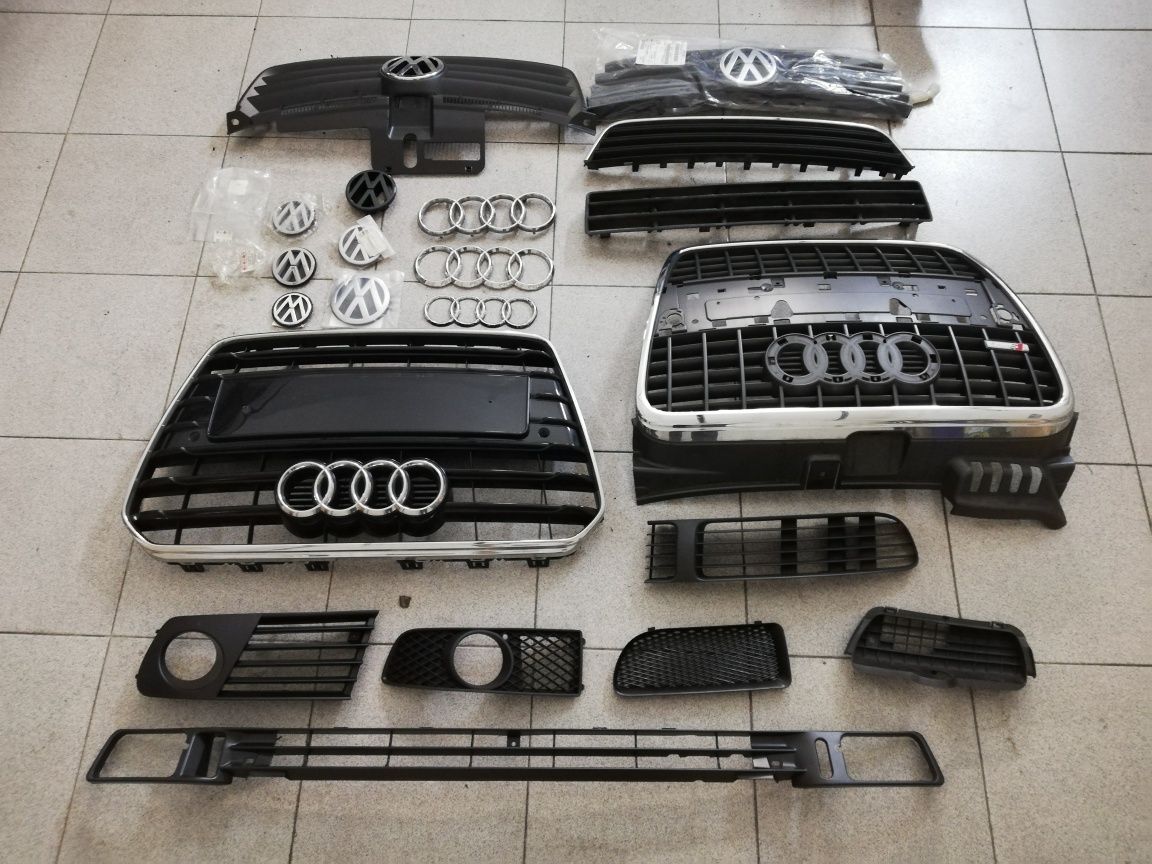 Grelhas e símbolos VW, Audi, Seat e Skoda.