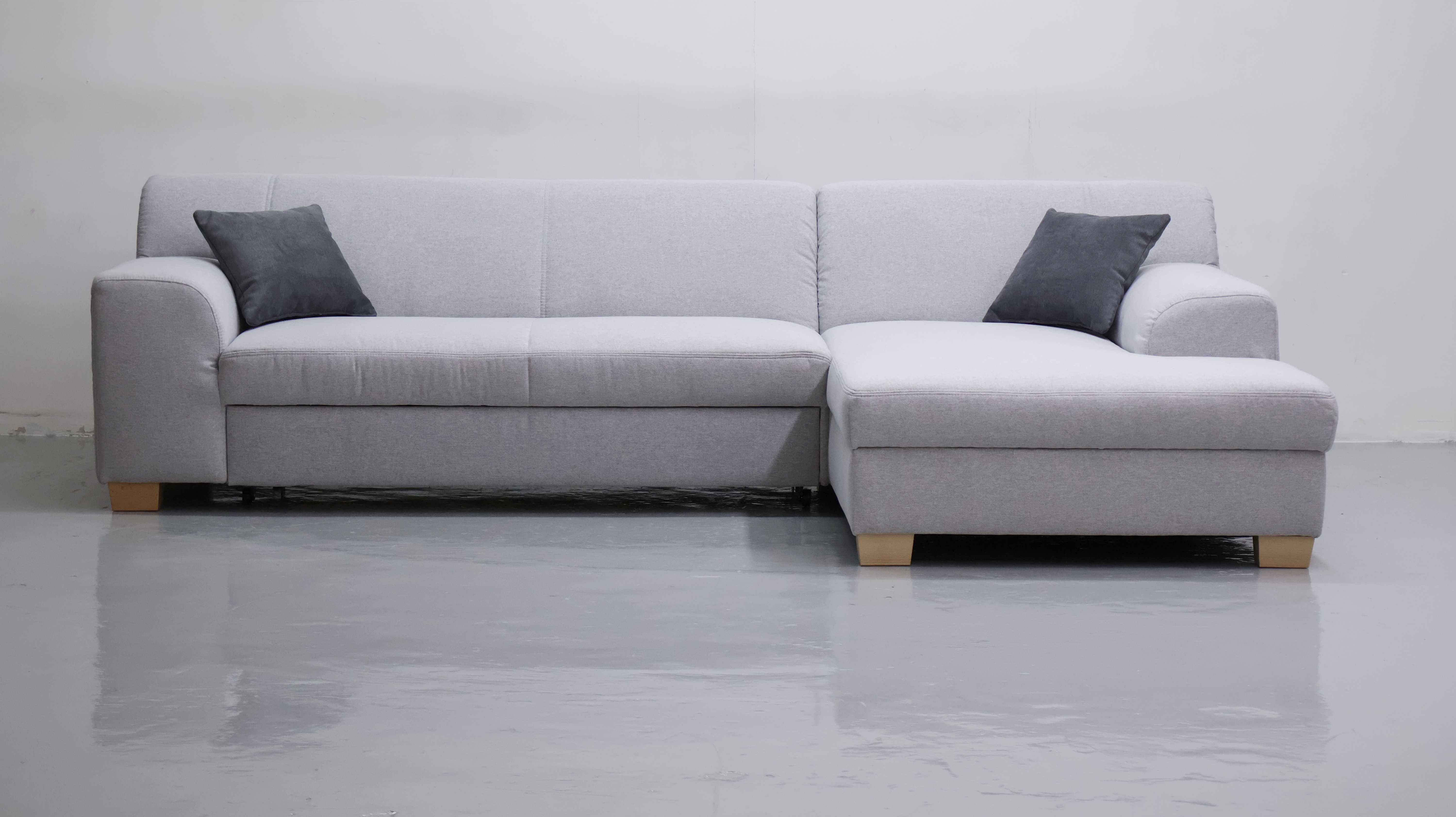 TGX DESIGN NAROŻNIK funkcja spania, kanapa, rogówka SZARA tkanina sofa