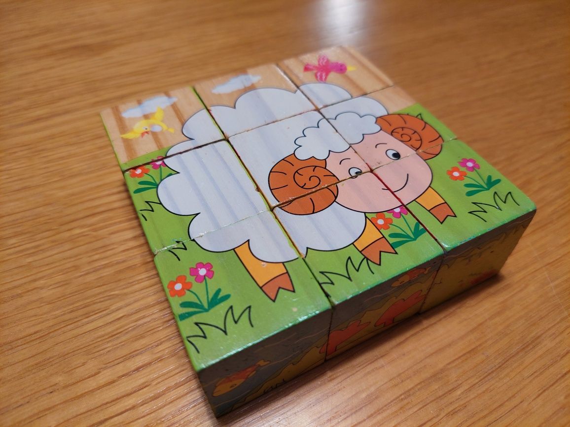 Klocki puzzle drewniane dla dzieci