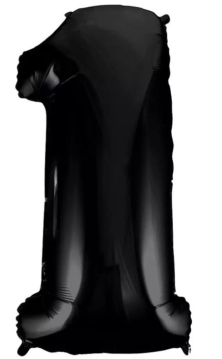 Balon foliowy. Cyfra 1, czarna (92 cm). Godan