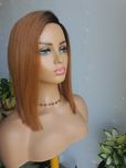 Peruka z włosów naturalnych ludzkich koniak na odroście Anna long bob