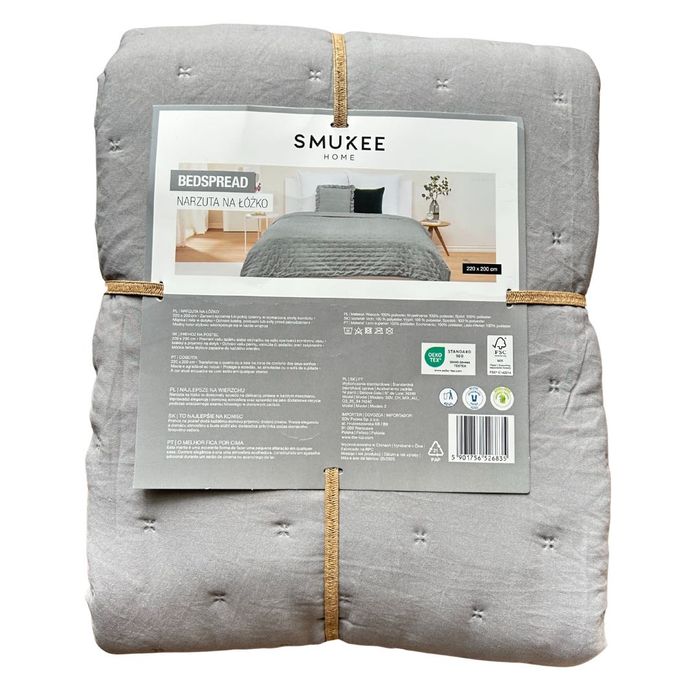 Narzuta Smukee 220x200 cm jasnoszara
