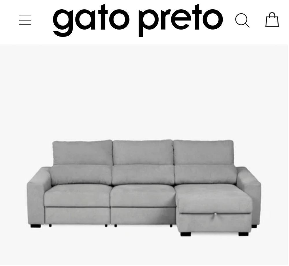 Sofá 3 Lugares com Chaise Long - Gato Preto