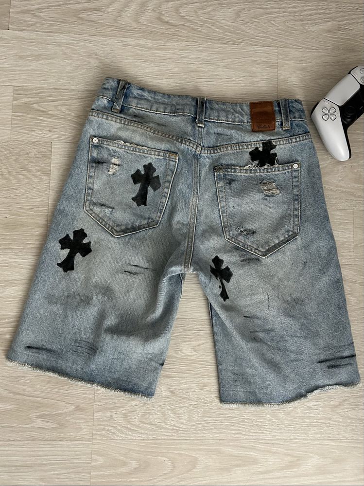 Кастомні Джинсові Шорти Crome Hearts
