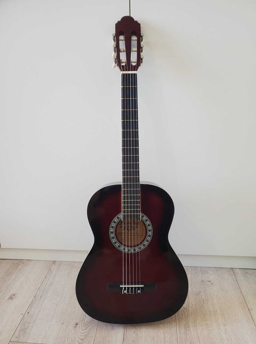классическая гитара бордовая темно красная нейлон струны 4/4