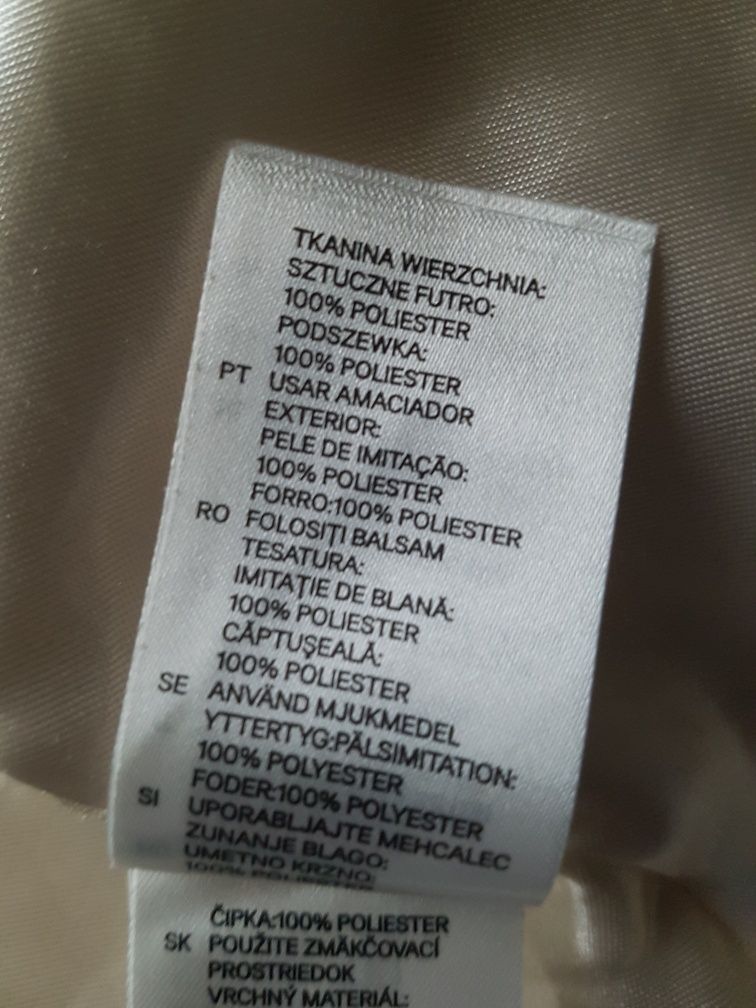 Krótka kamizelka, bezrękawnik z futerka, zapinany H&M 140