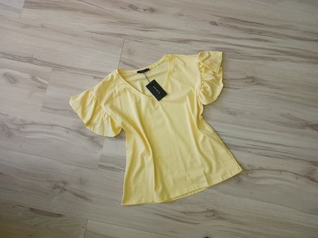 Żółta bluzka z falbankami na rękawach pointx s