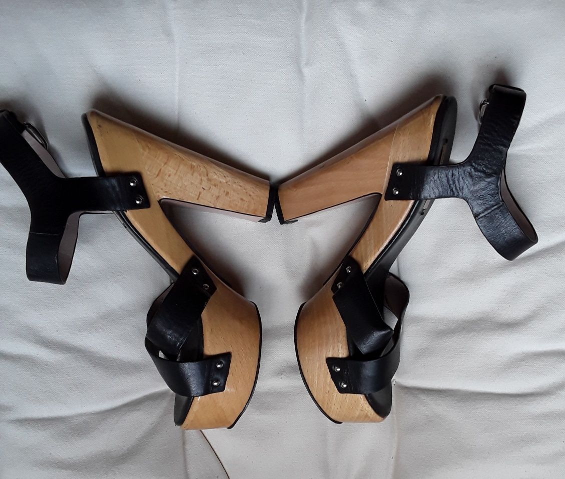Sandalias pretas Zara Woman com salto alto, tamanho 37