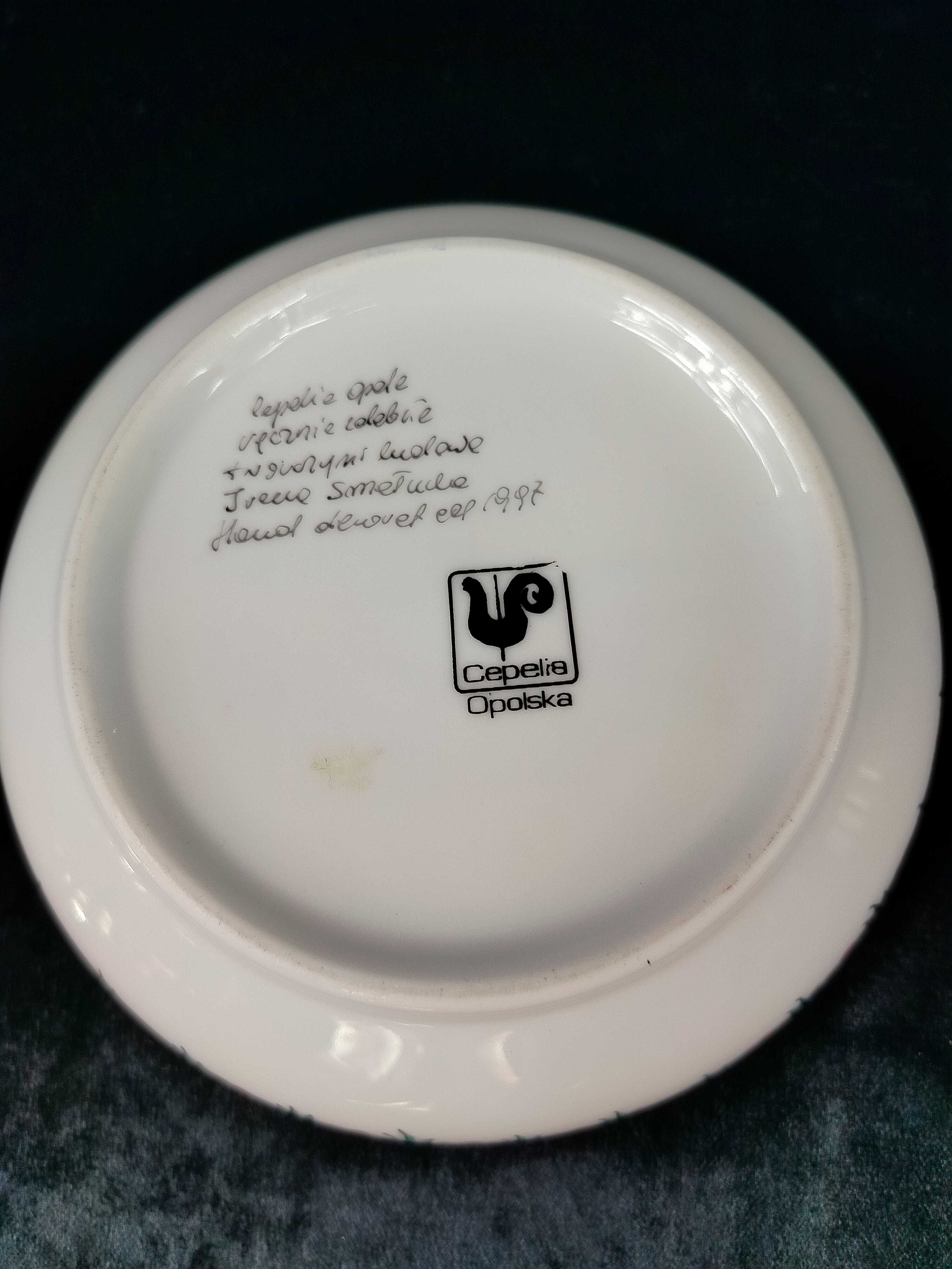 Cepelia Opole ręcznie malowana miska talerz głęboki porcelana kwiaty