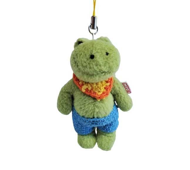 Zawieszka, breloczek, maskotka Żaba w spodenkach handmade Nici