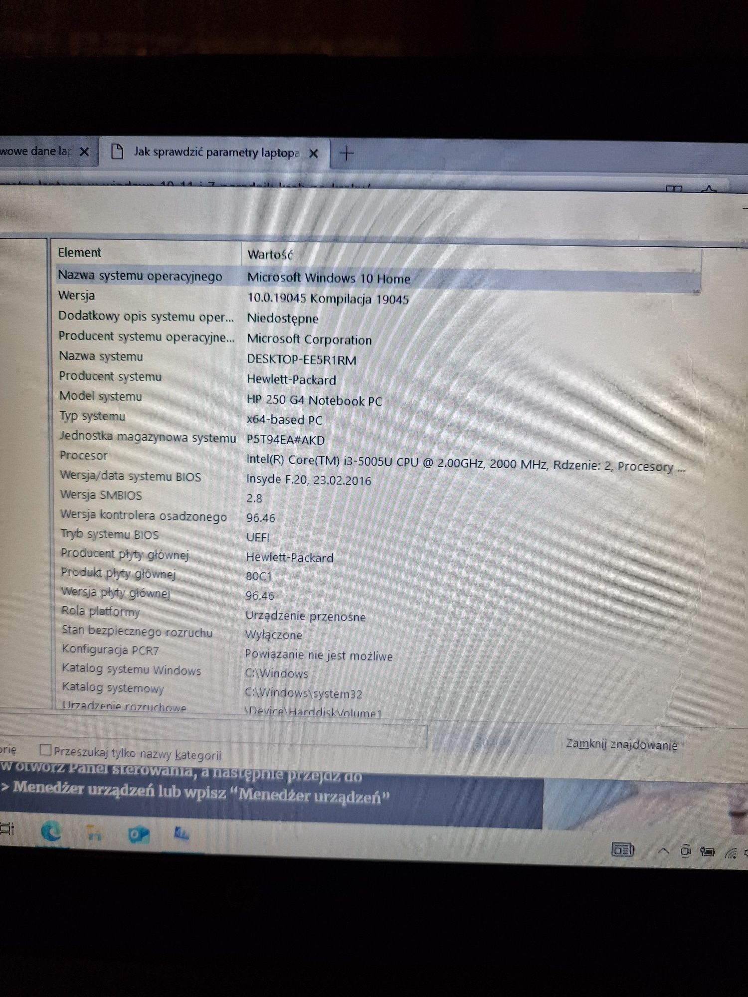 Laptop hp 250 G4, i3-5005u, 8GB RAM