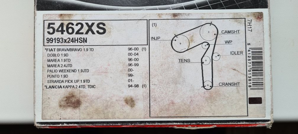 Ремень ГРМ Gates 5462XS . Fiat