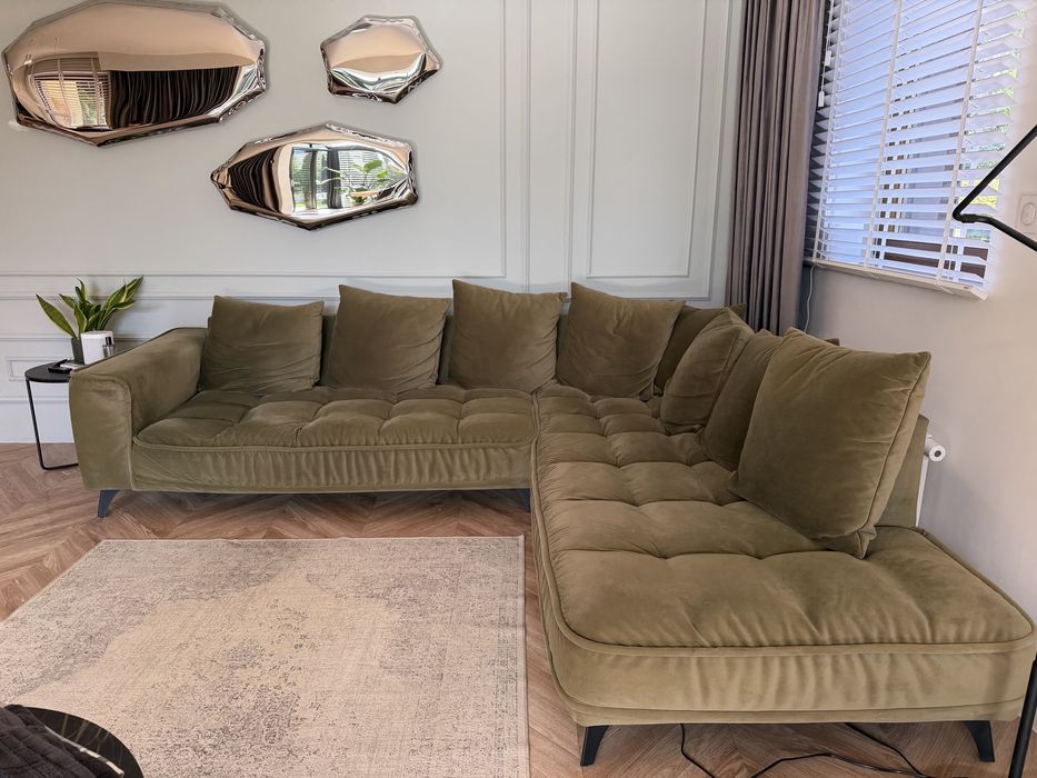 Narożnik Befame Belavio oliwkowy 245x288 velvet SET 1