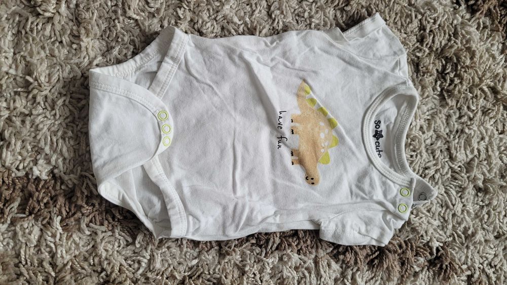 Nowe body białe bawełniane z dinozaurem