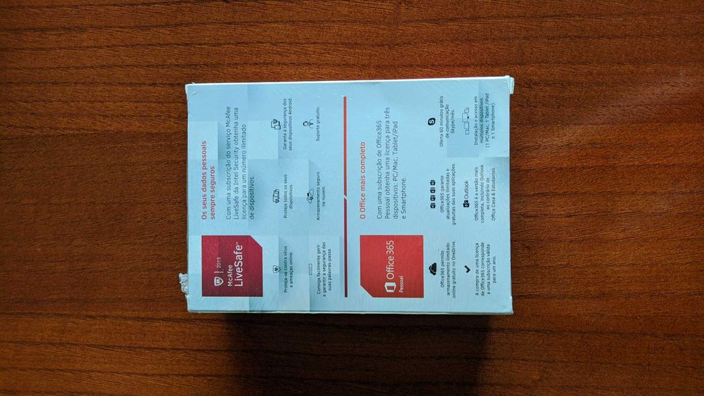 Pack Microsoft Office 365 + McAffee LiveSafe (NOVO, com embalagem)