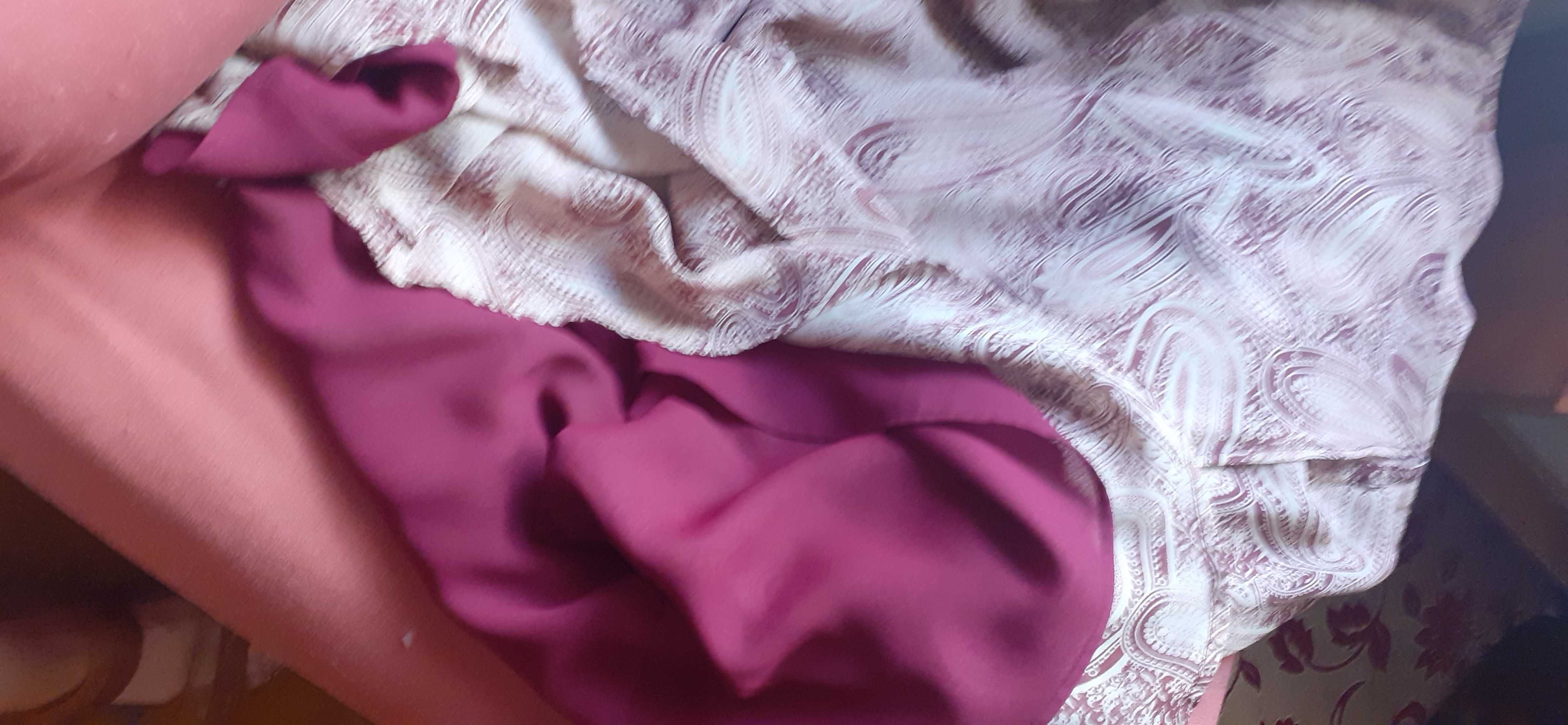 Saia midi em viscose, bordeaux e beige