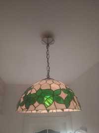 Lampa witrażowa biało-zielona w stylu tiffany