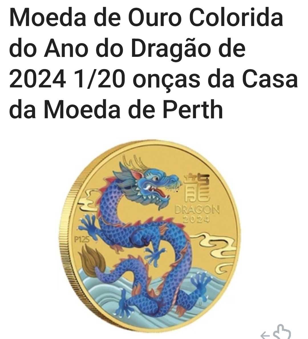 Moeda de ouro colorida do ano do Dragão 2024
