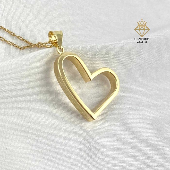 Lśniąca ZŁOTA zawieszka kontur SERCA PRÓBA 585 (14K)