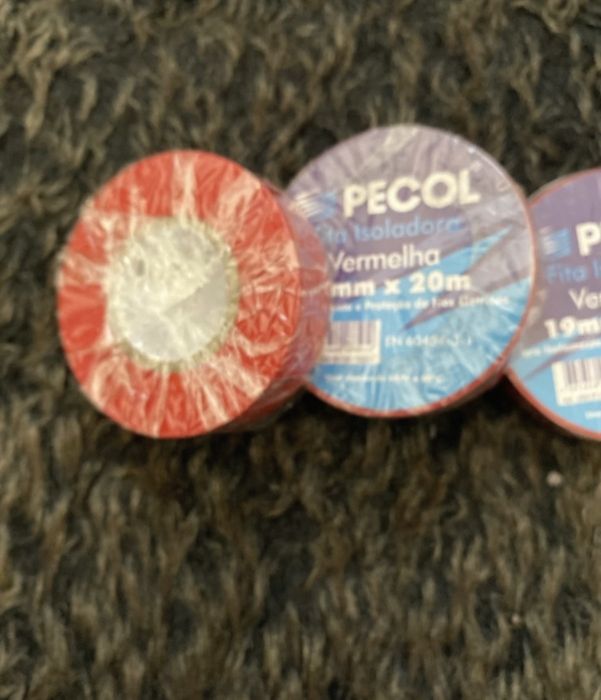 Lote 3 unid de fita isoladora vermelha Pecol