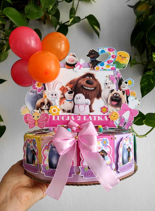 Papierowy pudełkowy tort z pudełek papieru Sekretne życie zwierzaków