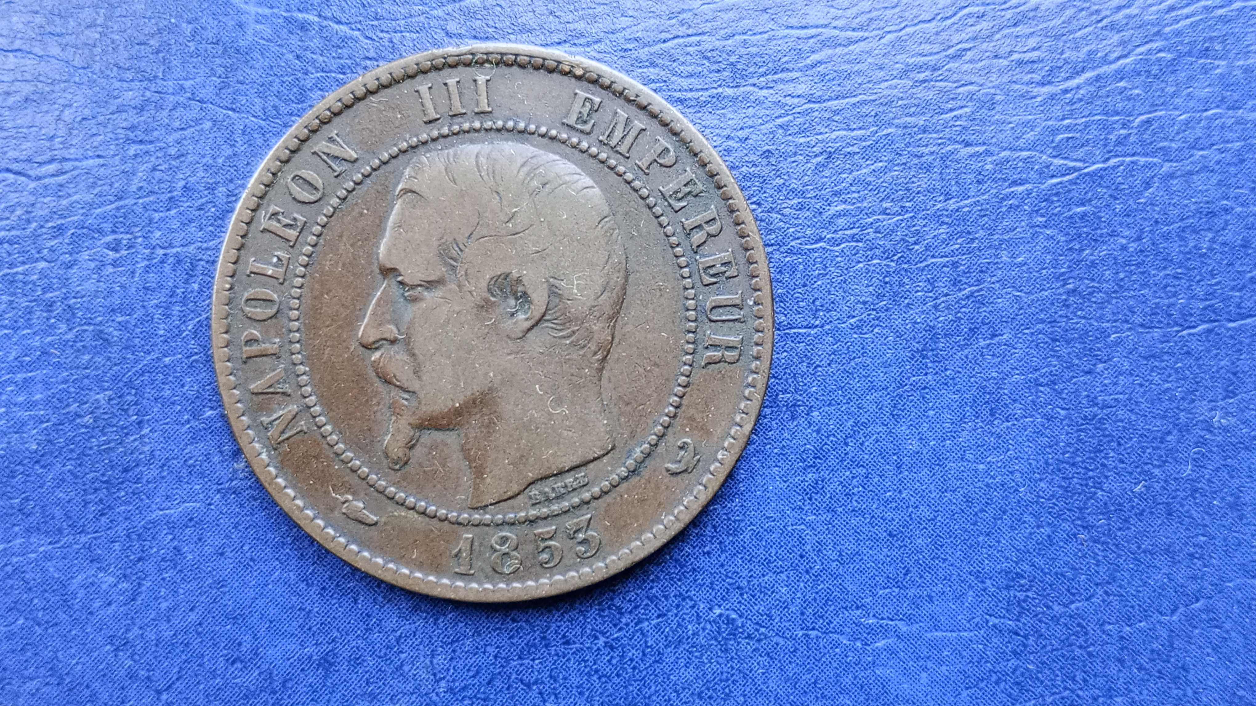 Stare monety 10 centym 1853 wizyta w Lille Francja
