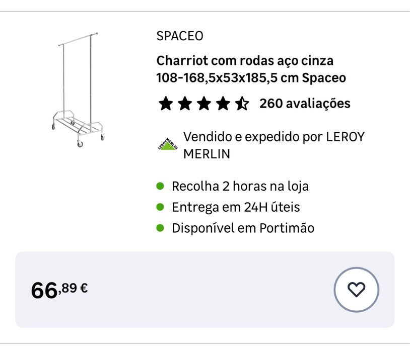 Charriot / bengaleiro para roupa