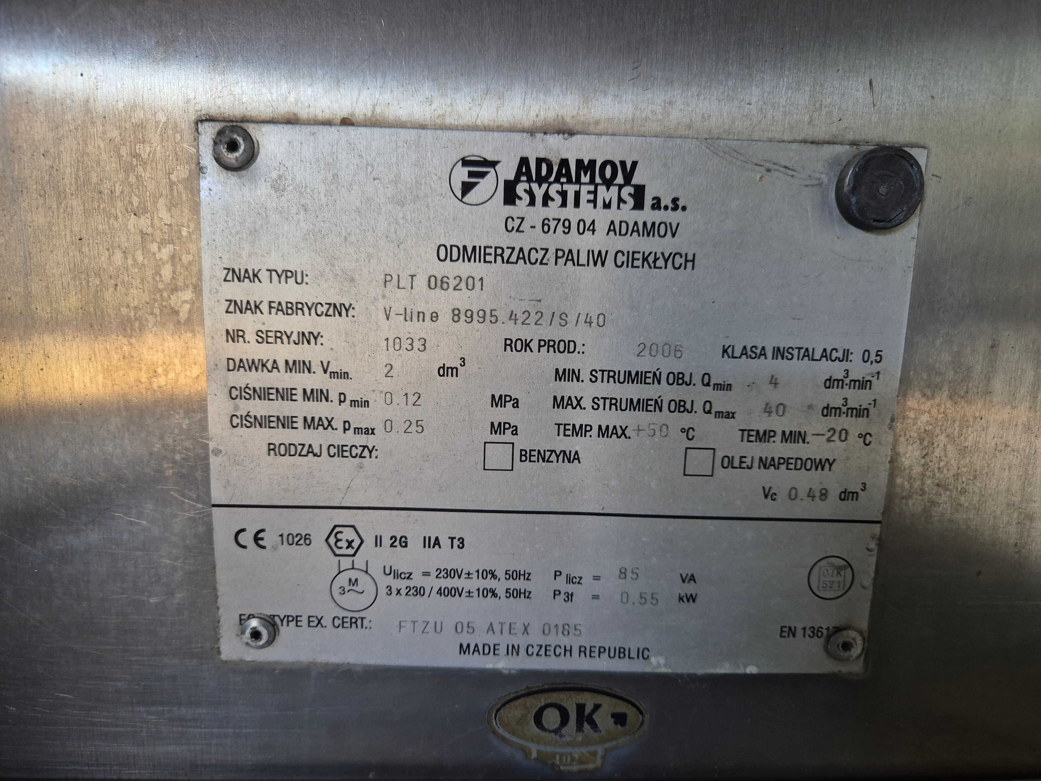 Dystrybutor paliw płynnych Adamov Systems
