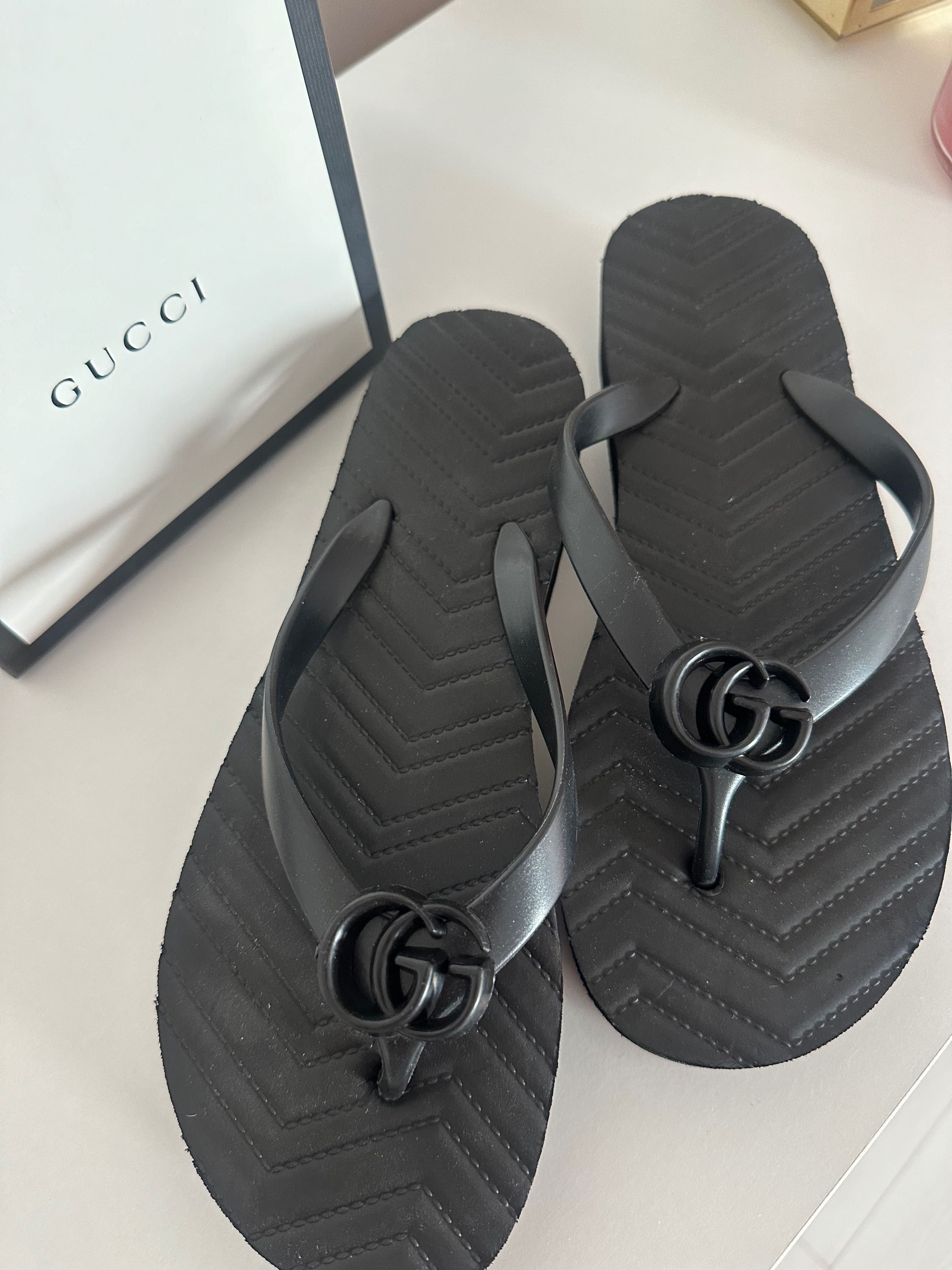 Klapki Gucci 40 czarne mat Japonki Gucci jak nowe