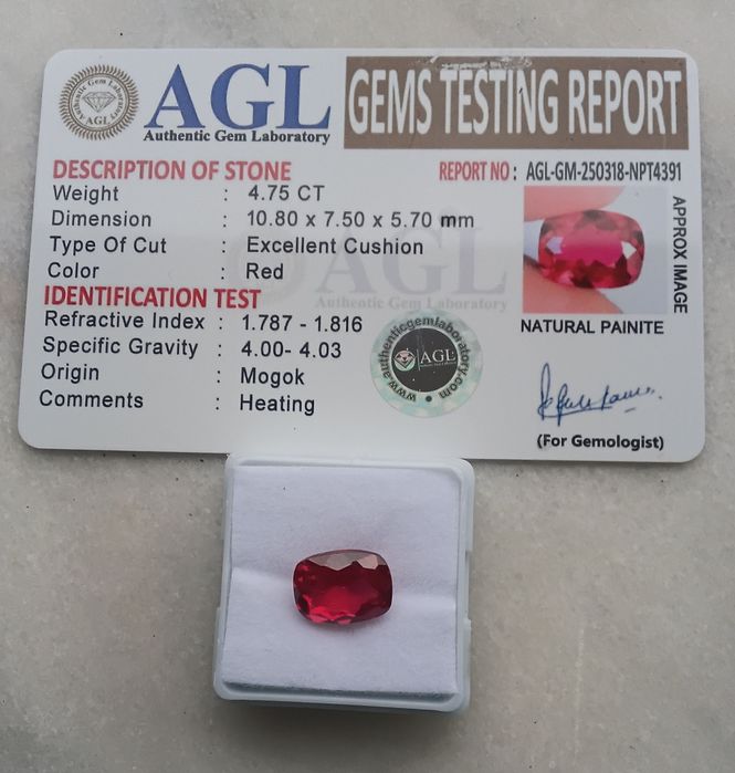 Rara Painite da Mongólia – 4.75 ct | Pedra preciosa colecionável